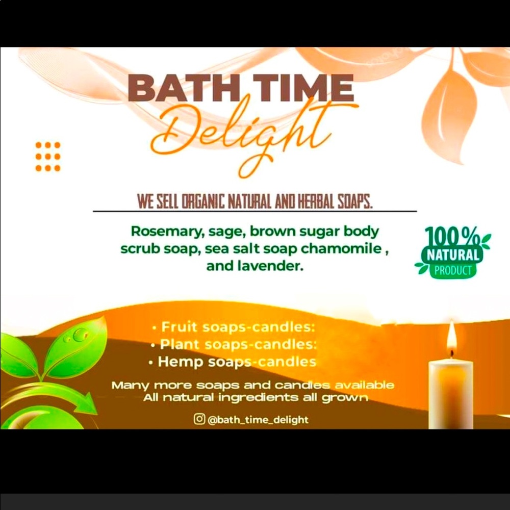 Soaps and candles all home and garden grown and organically made.